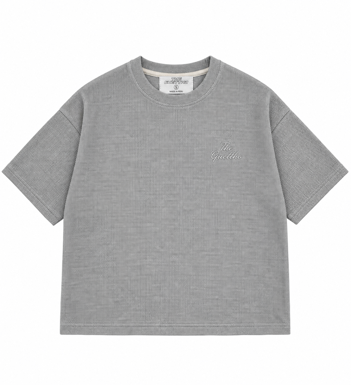 Waffle Boxy T Shirt / Light Grey