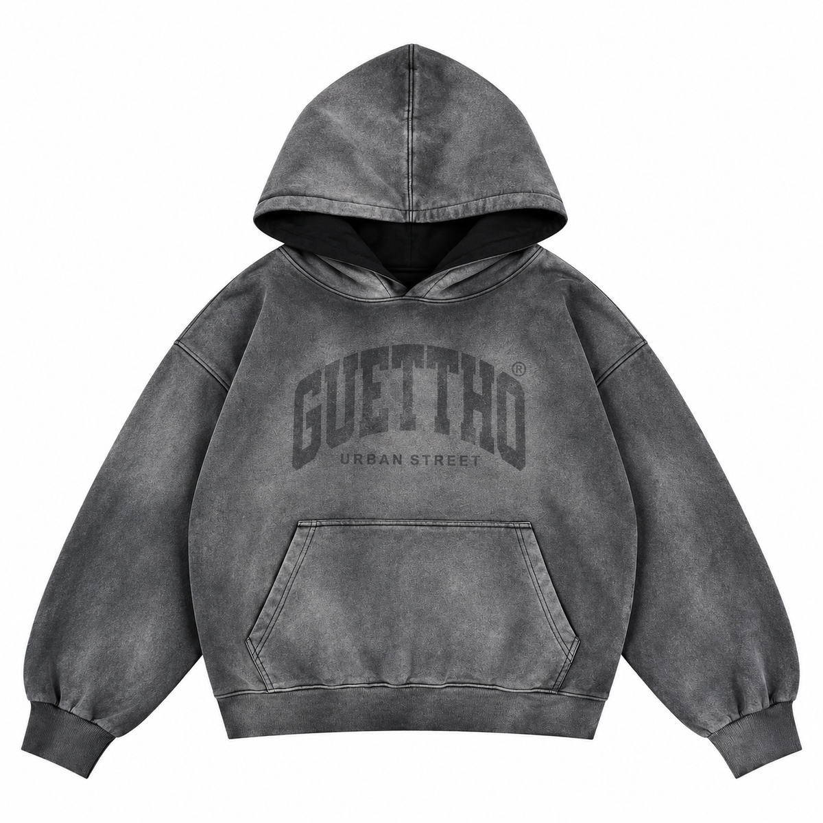 Hoddie Guettho Urban Street / Grey Acid Wash