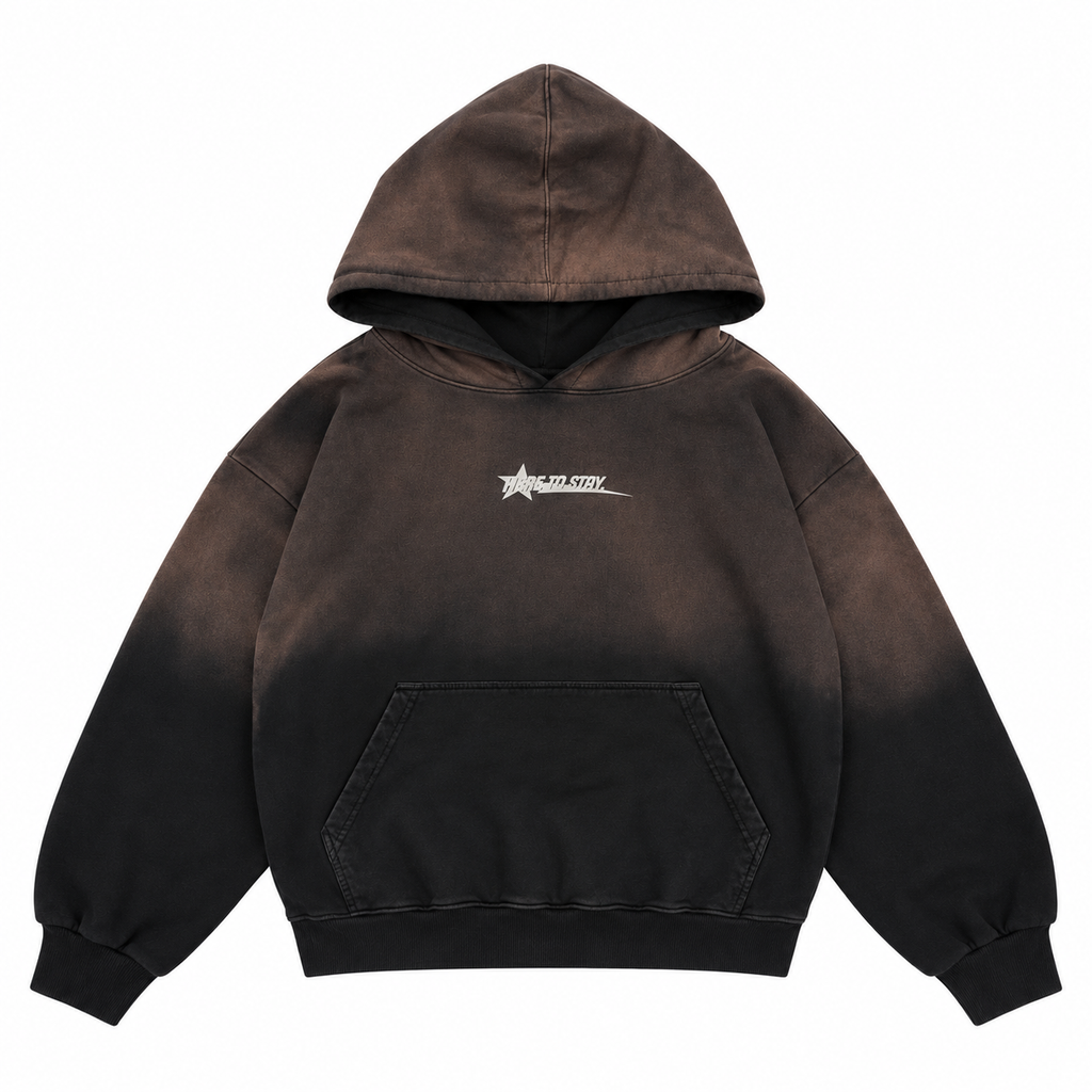 Hoddie Guettho Studios / Brown/Black Acid Wash