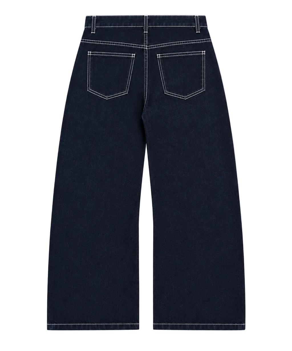 Raw Baggy Denim / Dark Indigo&White