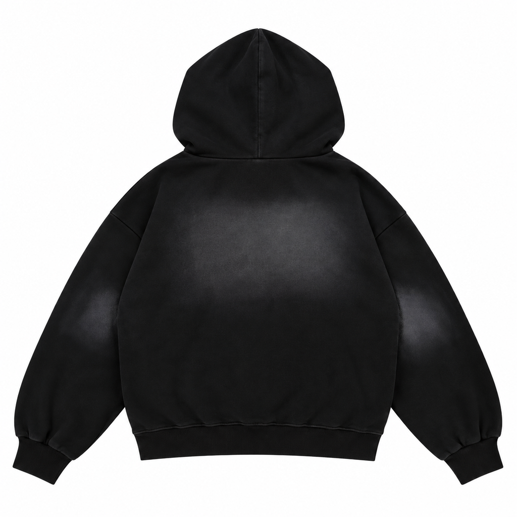 Hoddie Guettho Star / Black Acid Wash