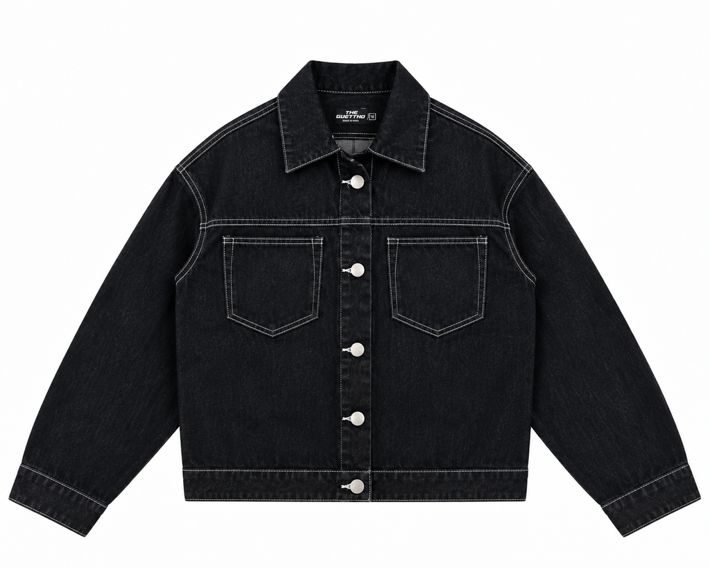 Raw denim Trucker Jacket / Black&White