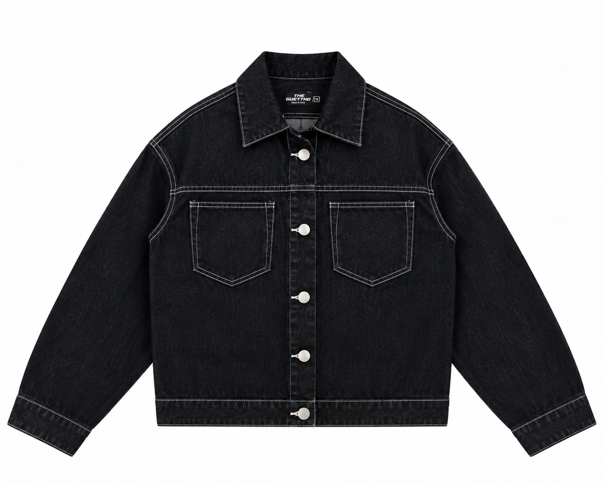 Raw denim Trucker Jacket / Black&White