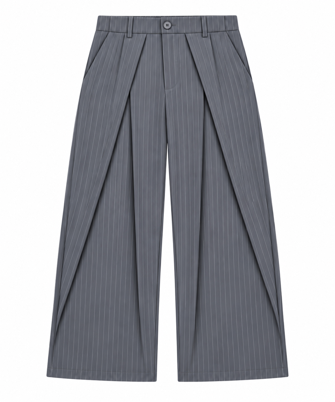 Pinstripe Wide Leg Trousers / Grey