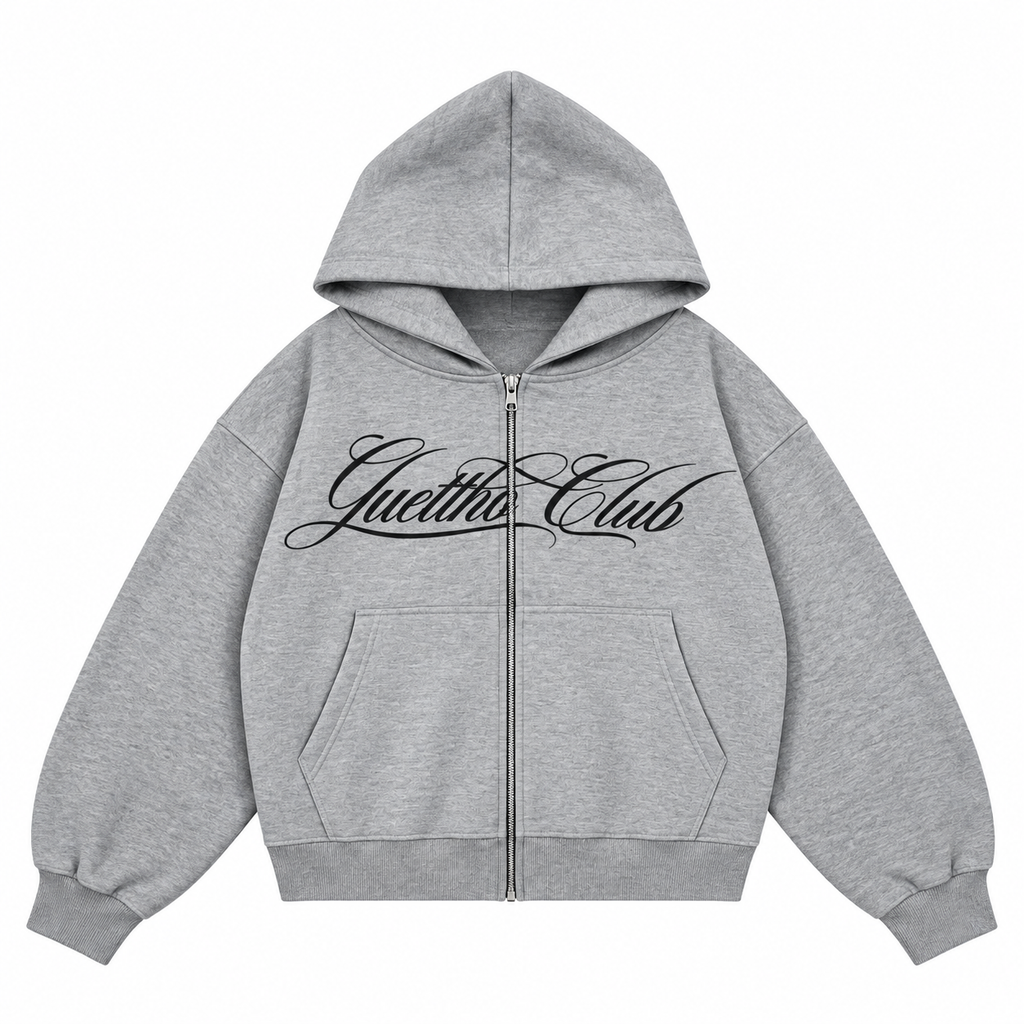 Guettho Club Zip Hoodie / Grey