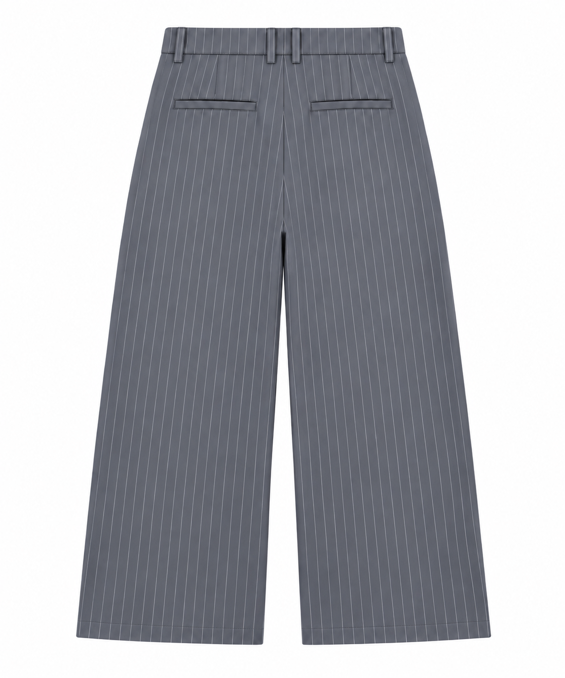 Pinstripe Wide Leg Trousers / Grey