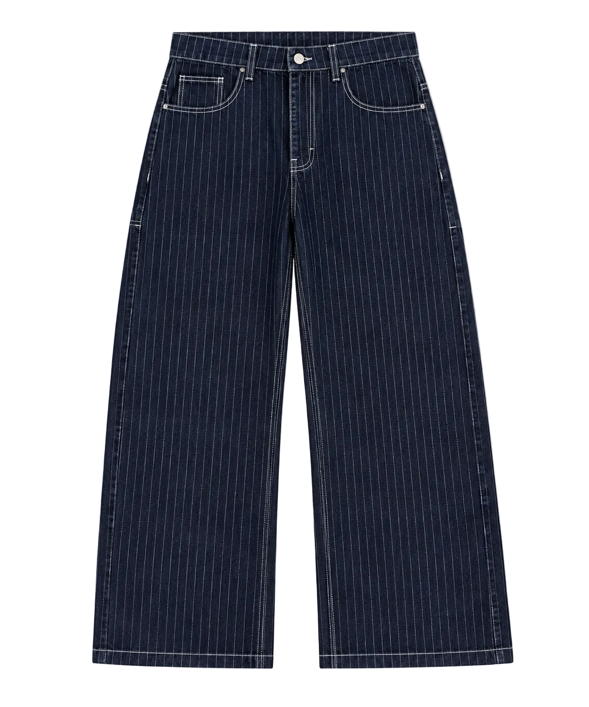 Raw Pinstripe Baggy Denim / Dark Indigo