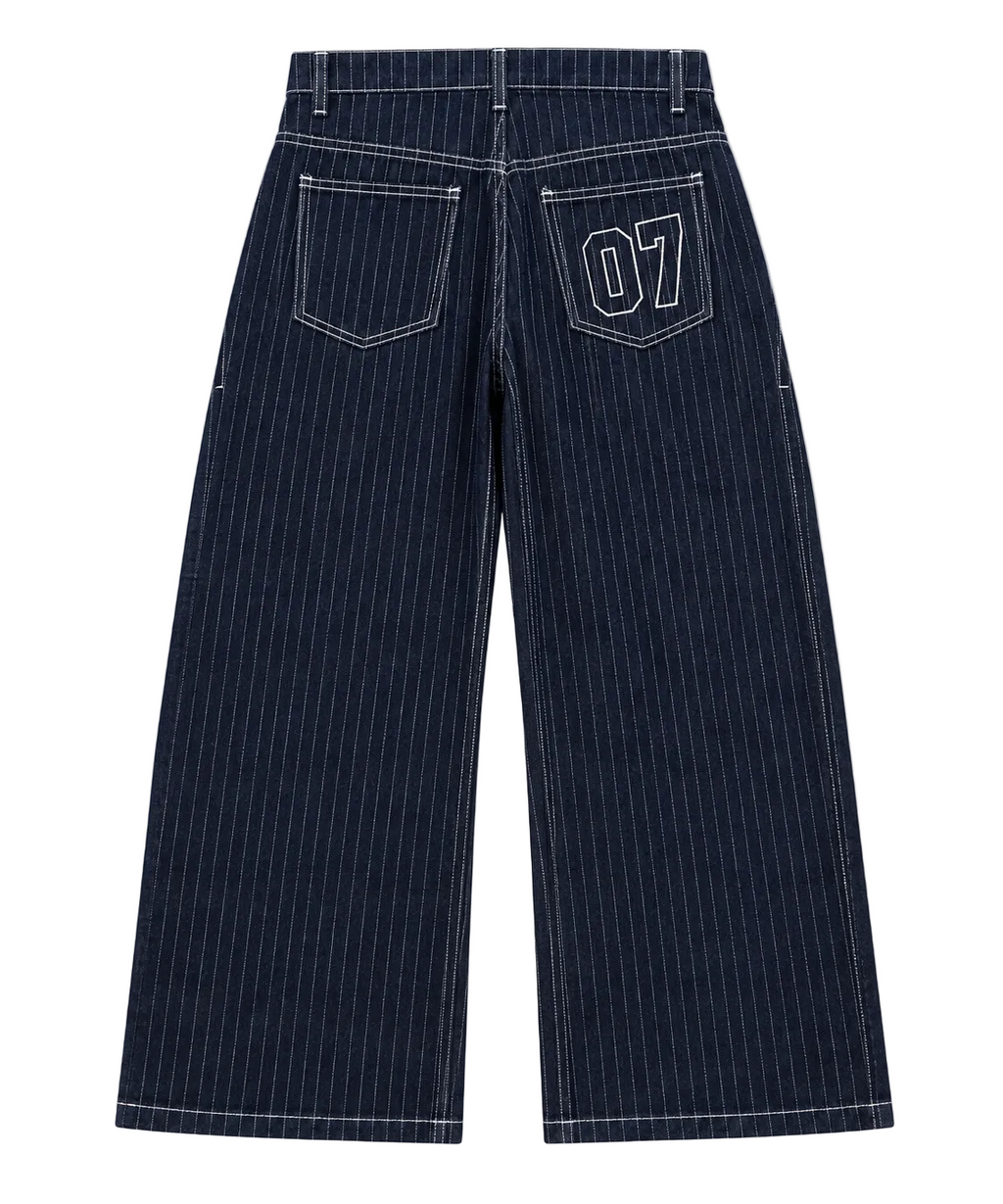 Raw Pinstripe Baggy Denim / Dark Indigo