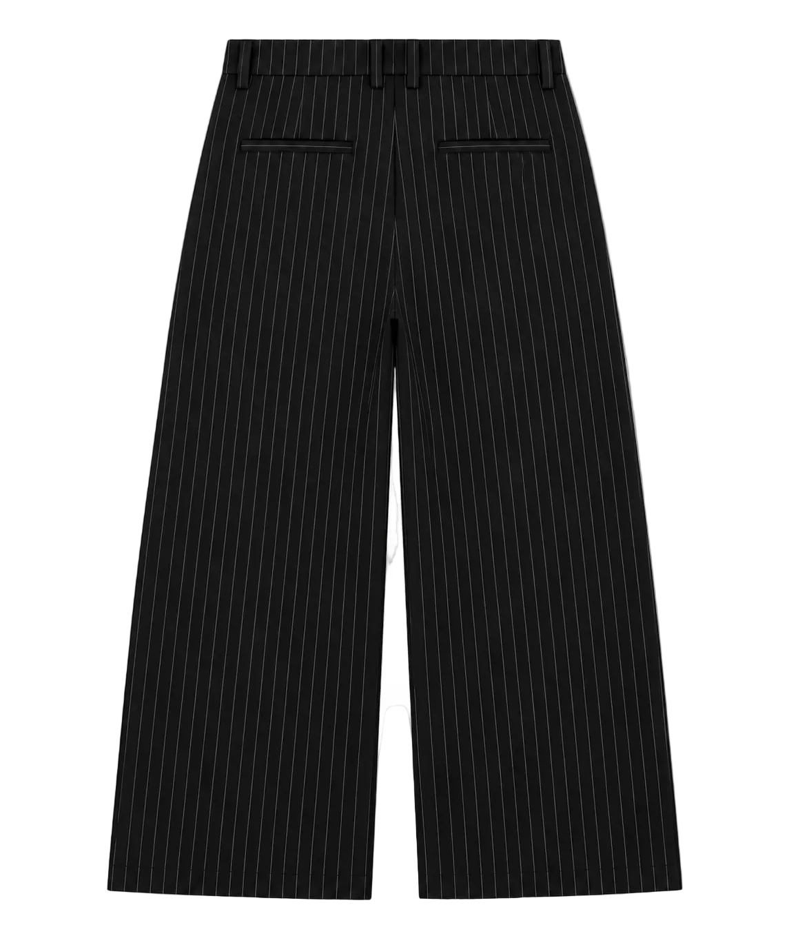Pinstripe Wide-Leg Trousers / Black