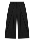 Pinstripe Wide-Leg Trousers / Black