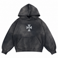Hoodie Guettho Cross / Black Acid Wash