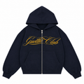 Guettho Club Zip Hoodie / Navy Blue