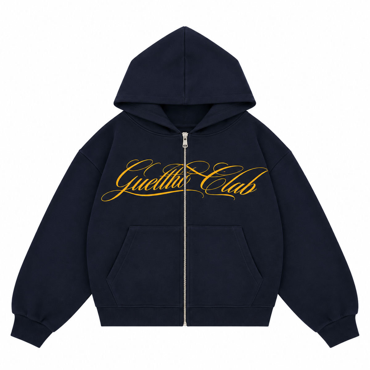 Guettho Club Zip Hoodie / Navy Blue