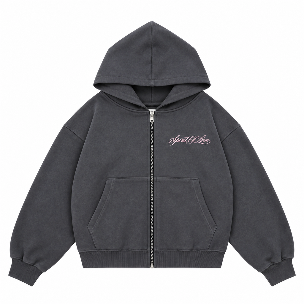 Spirt of Love Zip Hoodie / Charcoal Grey