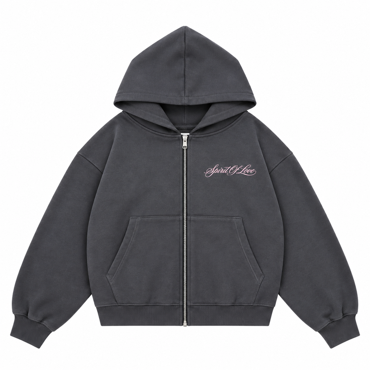 Spirt of Love Zip Hoodie / Charcoal Grey