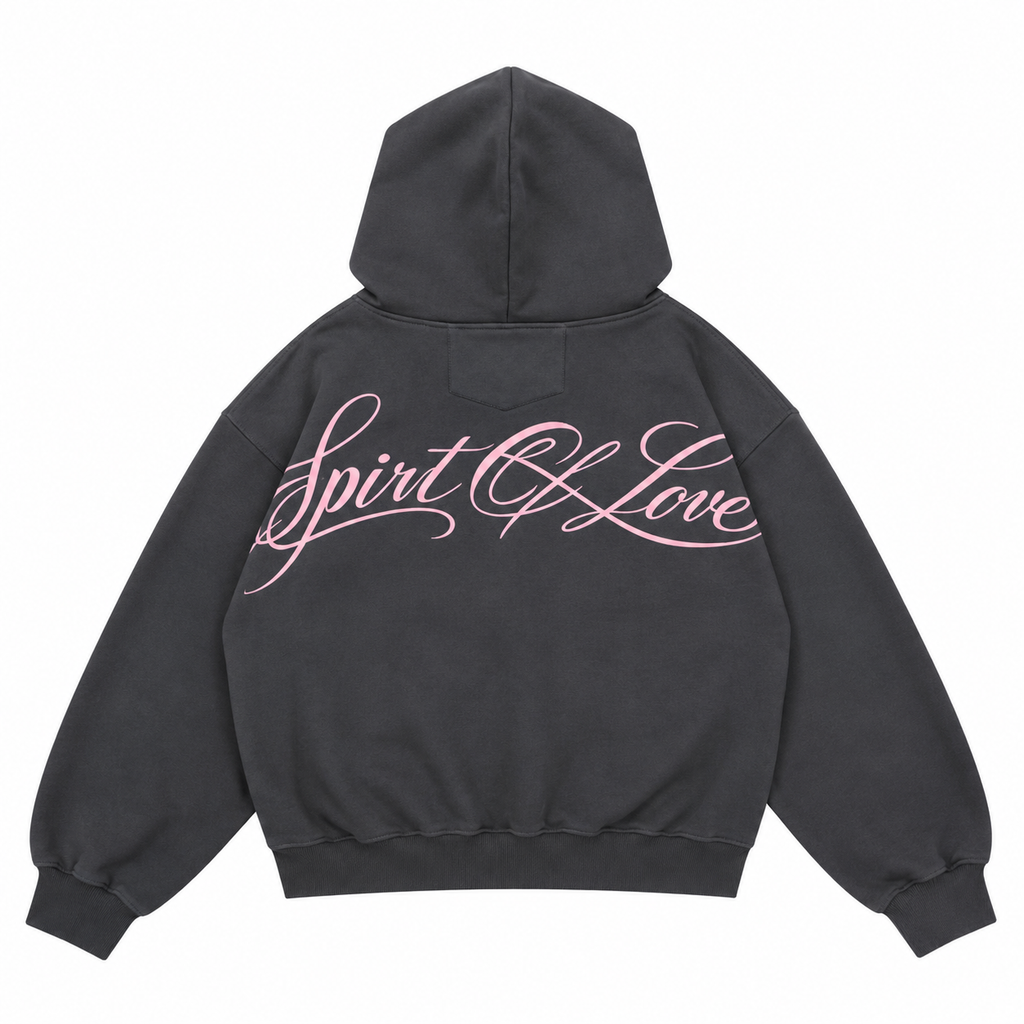 Spirt of Love Zip Hoodie / Charcoal Grey
