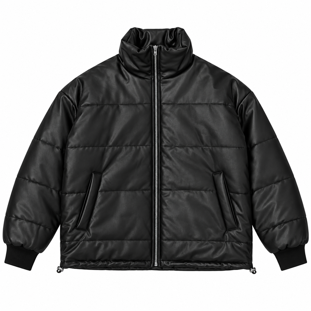 Puffer Leather Jacket / Black