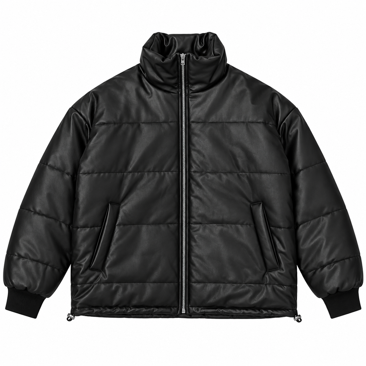 Puffer Leather Jacket / Black