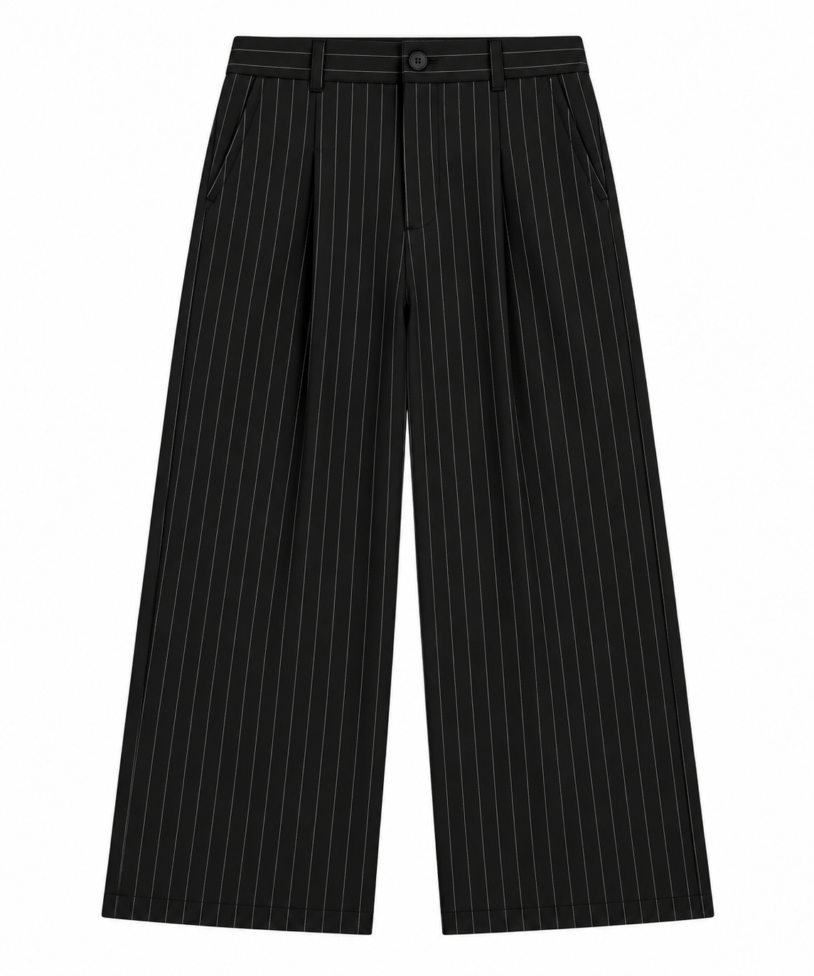 Wide Leg Trousers Pinstripes / Black
